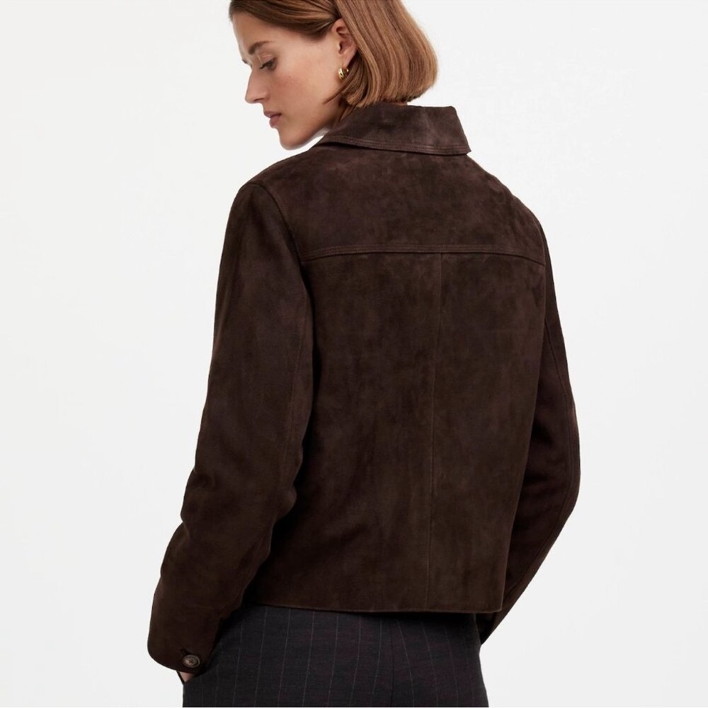 Madewell Stitched-Collar Shirt-Jacket in Suede Dark Carob S - Picture 3 of 16